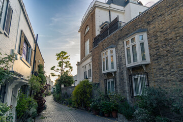 Romantic narrow street in South Kensington, London - 506728279