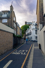 Turn left one-way street in South Kensington, London - 506728283