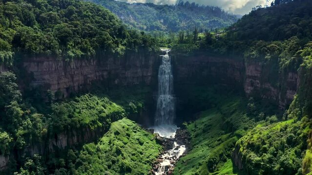 Waterfall Bogota Colombia aerial view beautiful