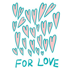 many blue hearts rise into the air. vector illustration.