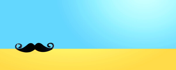 Black paper mustache - overhead view flat lay