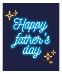 Tarjeta vector Happy father's day texto neón