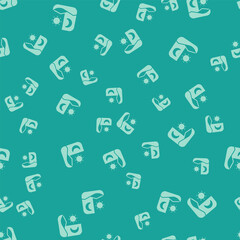 Green Ramadan fasting icon isolated seamless pattern on green background. Fast day and night. Religious fasting. Vector