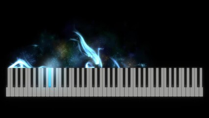 Particles floating out od piano keyboard