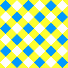 Gingham seamless pattern in blue and yellow Ukrainian colors. Diagonal checkered texture for picnic blanket, tablecloth, plaid, clothes. Fabric geometric background. Vector flat illustration