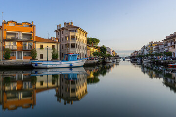 Morning calmness by the chanel in tourist town Grado
