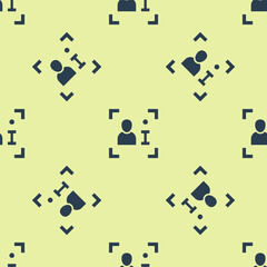 Blue Television report icon isolated seamless pattern on yellow background. TV news. Vector