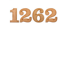 Number 1262 in wood, isolated on white background