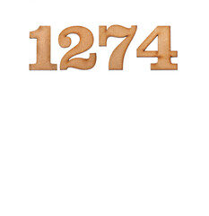 Number 1274 in wood, isolated on white background
