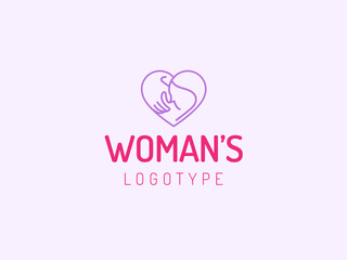 Woman Logo  Heart  Shape Vector