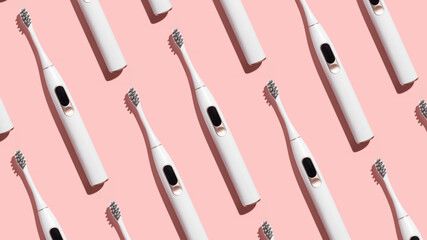 Pattern from mock up toothbrush on pink background