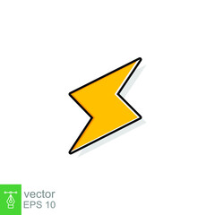 Thunder and bolt lighting flash icon. Flat style on white background. Vector illustration isolated. EPS 10.