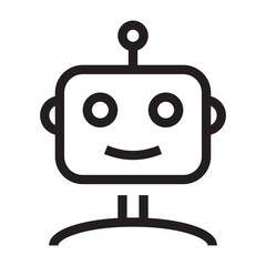 robot head icon in outline style on white background.