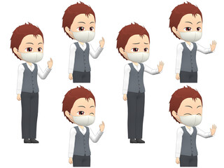 [OK NG A] Man Vest short hair oblique angle