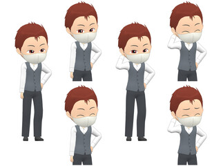 [Shy A] Man Vest short hair oblique angle