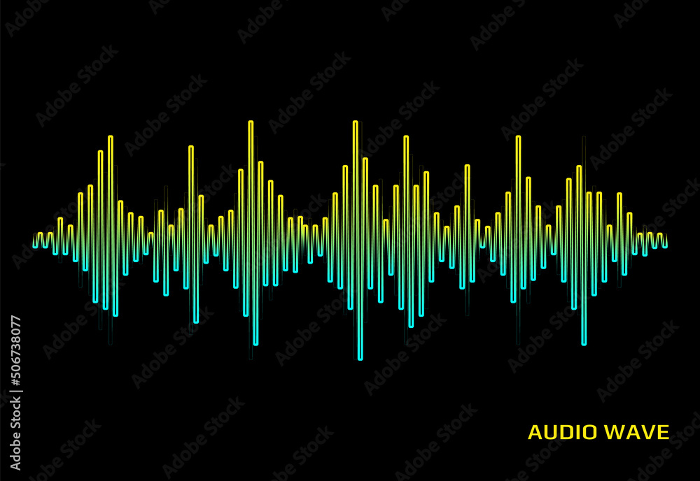 Aufkleber modern music wave frequency logo. digital audio technology. stylized wave lines, design elements. ab