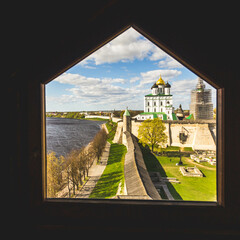 View of the Holy Trinity Cathedral in Pskov - obrazy, fototapety, plakaty