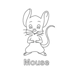mouse coloring page line art animal vector