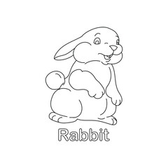  rabbit coloring page line art animal vector.