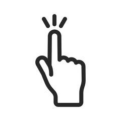 Clicking finger icon, Click vector pictogram. Hand pointer isolated on white background.