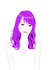 見つめる長い髪の女性イラスト