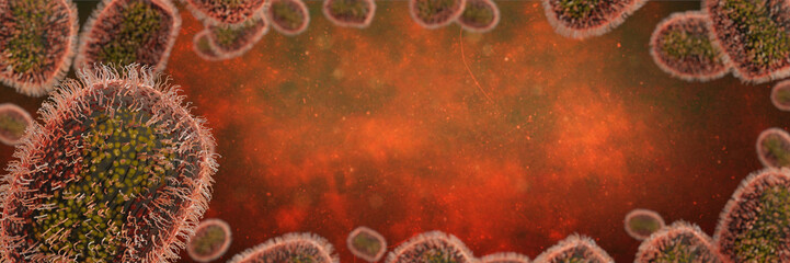 Monkeypox viruses, infectious zoonotic disease, background banner with empty space