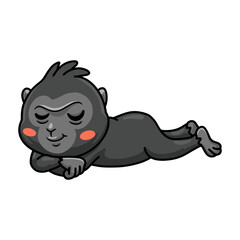Cute little crested black macaque cartoon sleeping