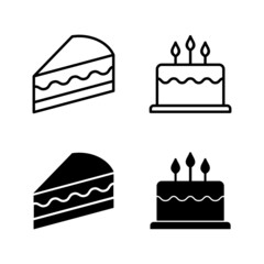Cake icons vector. Cake sign and symbol. Birthday cake icon