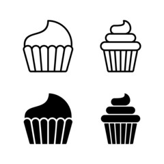 Cup cake icons vector. Cup cake sign and symbol