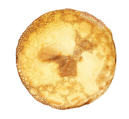 One delicious crepe isolated on white, top view