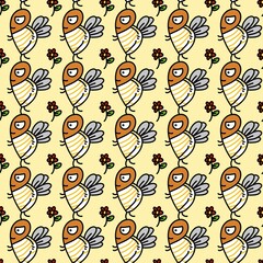seamless pattern of cute bee cartoon
