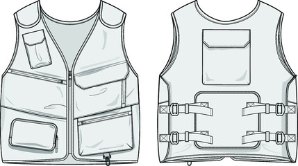 Tactical Vest Design Vector Template  - obrazy, fototapety, plakaty