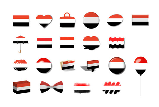 イエメン　国旗イラスト21種