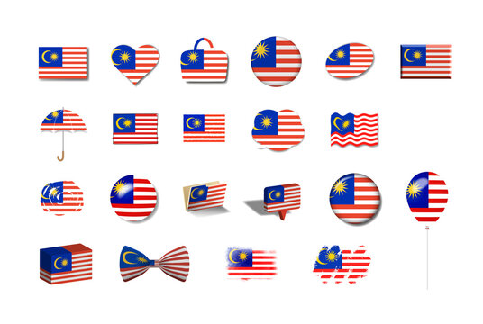 マレーシア　国旗イラスト21種
