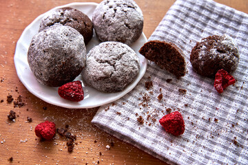 Chocolate brownie dessert, biscuit
