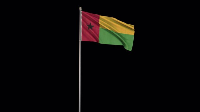 Guinea Biisau flag, 4k video background is transparent