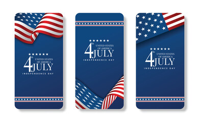 Mobile phone american flag illustration for america united states national day 4th july with blue background - obrazy, fototapety, plakaty
