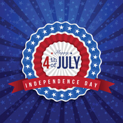 4th of July banner Vector illustration. Independence Day, US flag with 4th of July on blue background.