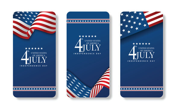 Mobile phone american flag illustration for america united states national day 4th july with blue background