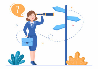Obraz premium Make Your Choice or Choose the Right Success Road Illustration in Several Directions of Arrows, Yes or No, Door with a Question Mark Concept