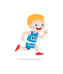 little kid wearing uniform for run race