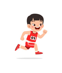 little kid wearing uniform for run race