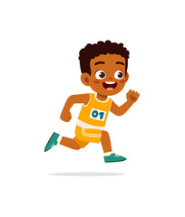 Fototapeta premium little kid wearing uniform for run race