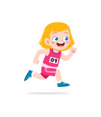 little kid wearing uniform for run race