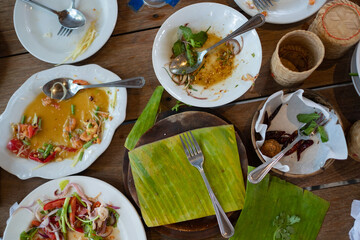  leftover food after party, dirty food