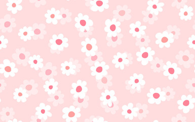Seamless floral pattern based on traditional folk art ornaments. Colorful flowers on color background. Scandinavian style. Sweden nordic style. Vector illustration. Simple minimalistic pattern