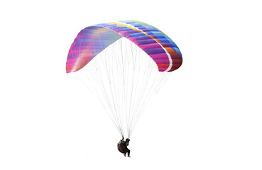  Beautiful paraglider in flight on a white background. isolated