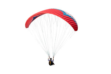 The sportsman flying on a paraglider. Beautiful paraglider in flight on a white background. isolated - Powered by Adobe
