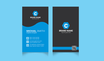 Fototapeta na wymiar High quality modern vertical modern business card design vector template