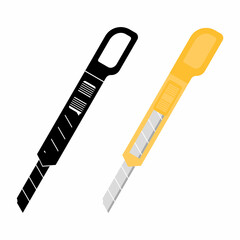 Stationery knife flat design vector and black icon.